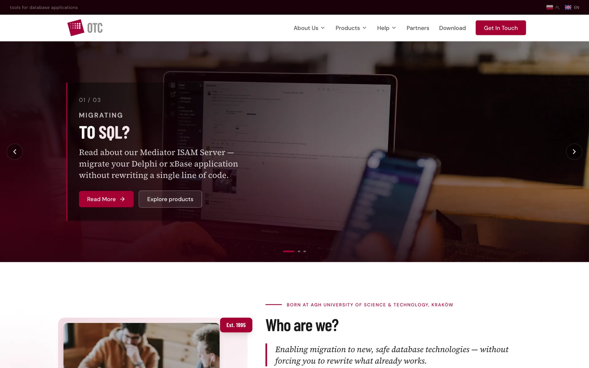 OTC S.A. - redesign strony dla firmy software'owej
