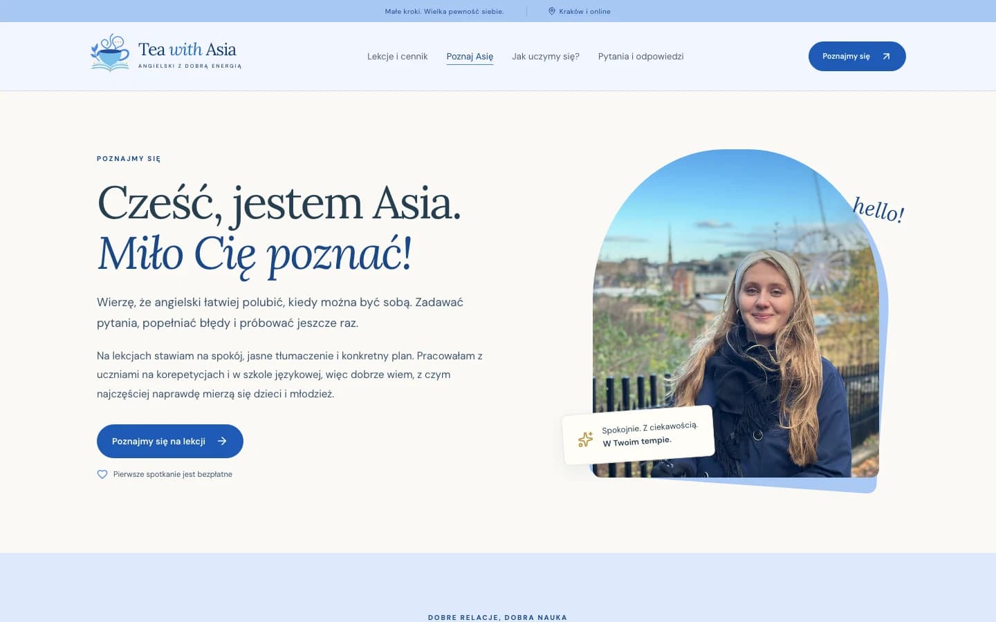 Podstrona O mnie w serwisie Tea with Asia