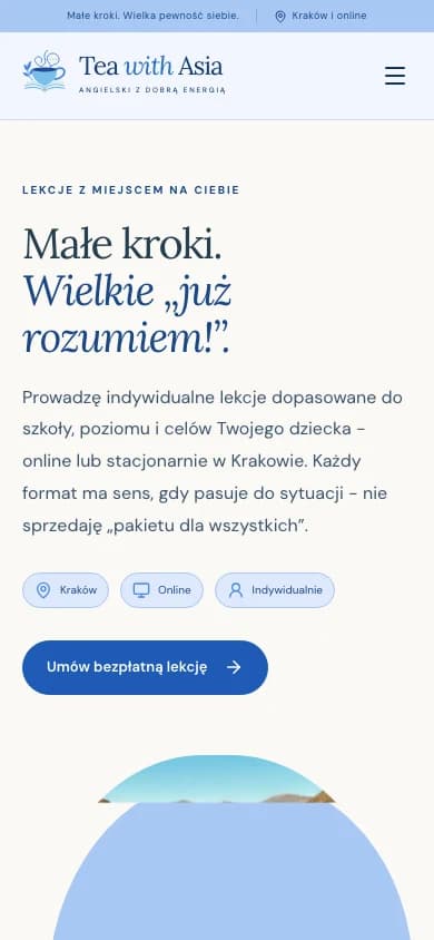 Mobilna podstrona oferty Tea with Asia