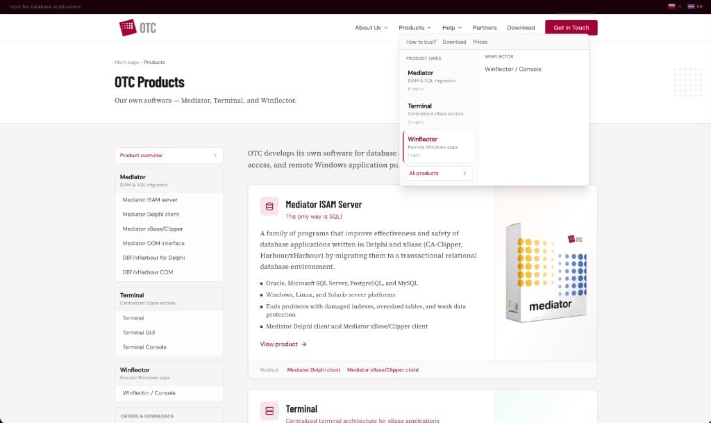 Czytelna prezentacja linii produktów i menu.