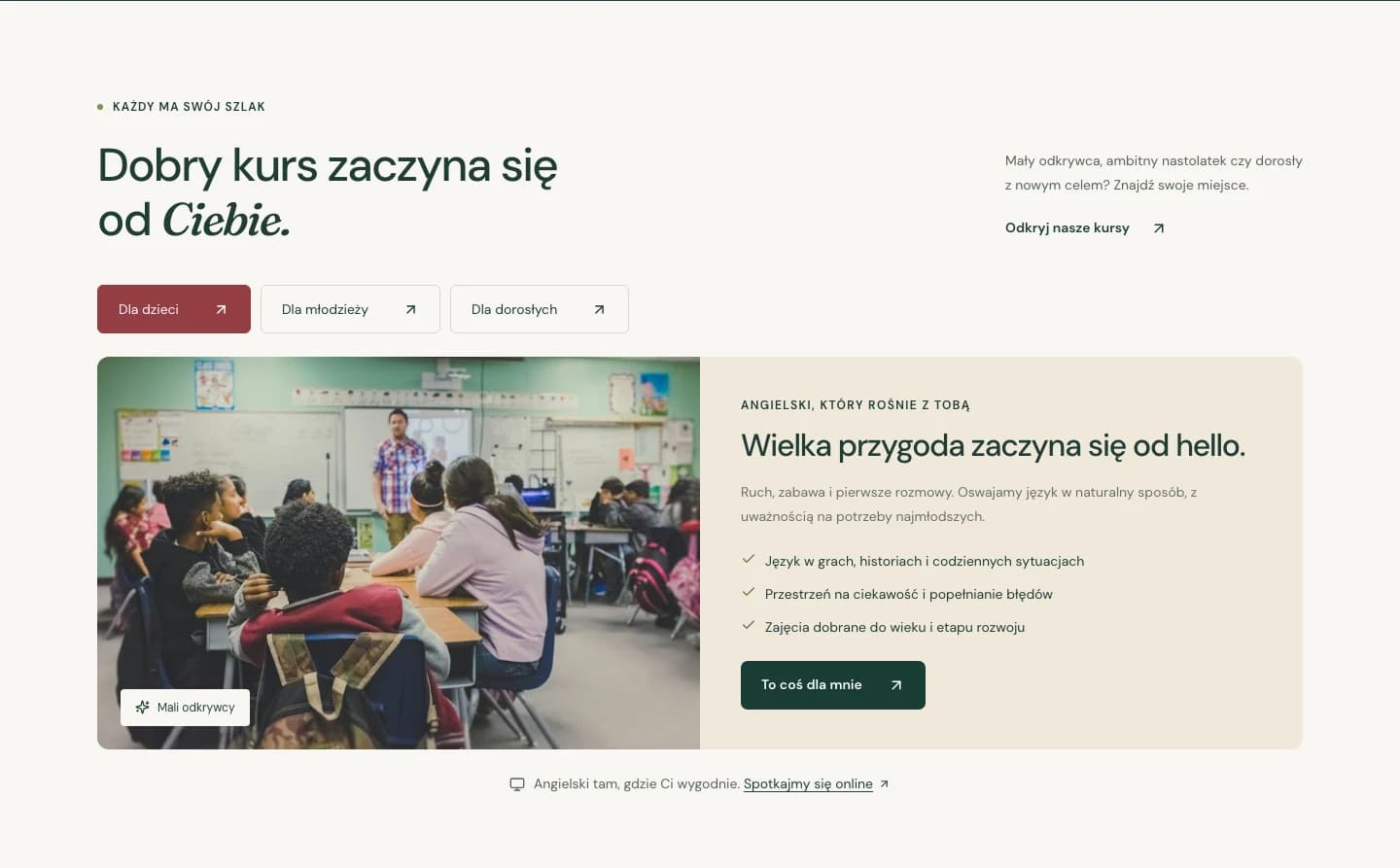 Highlander course tabs for different learner groups