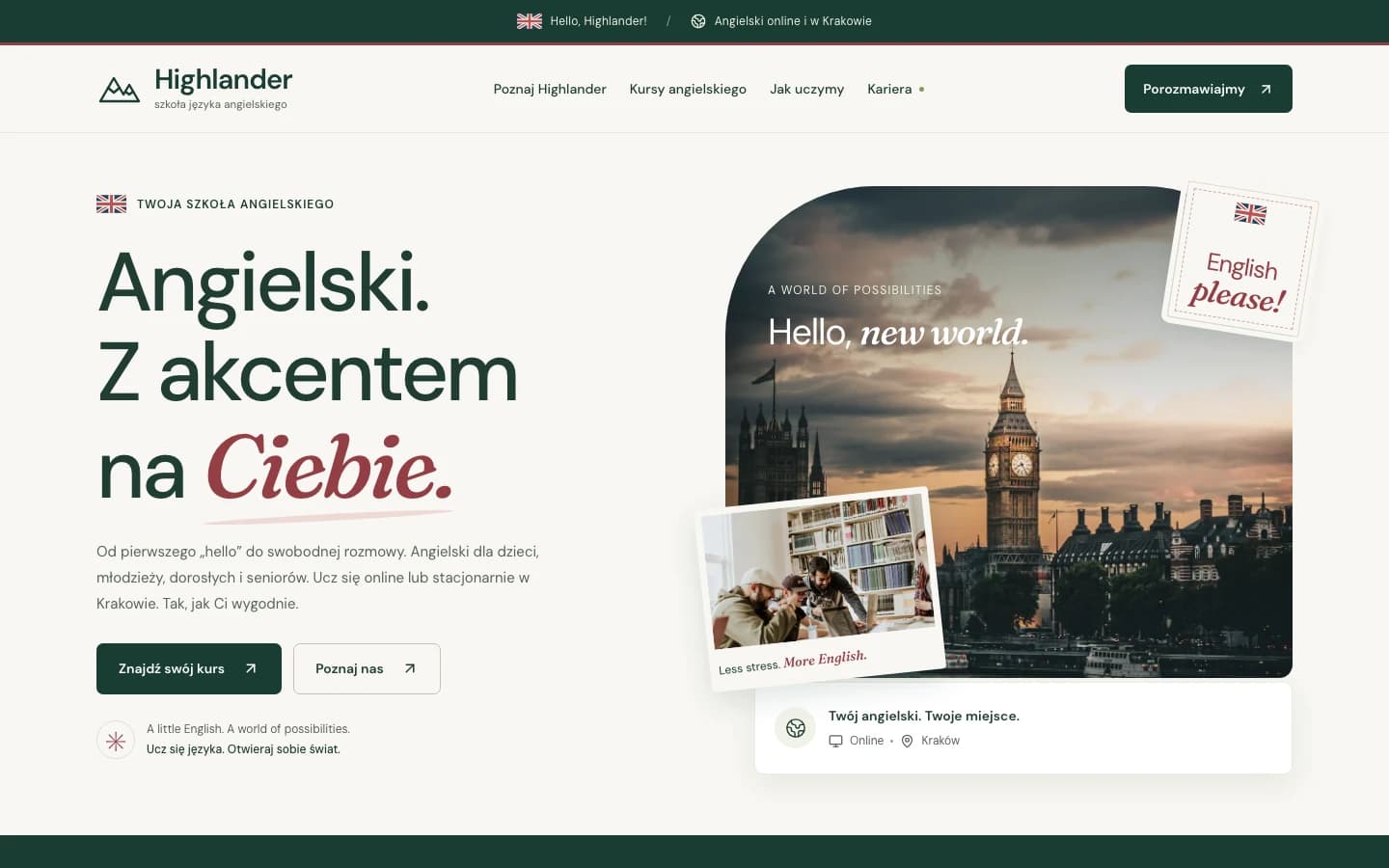 Highlander - from brand identity to a deployed language school website